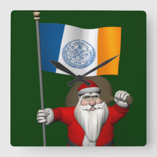 Relógio Quadrado Papai Noel Com Alferes De Nova Iorque