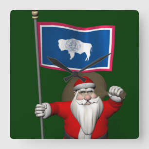Relógio Quadrado Papai Noel Com Alferes De Wyoming