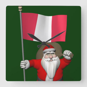 Relógio Quadrado Papai Noel Com Alferes Do Peru