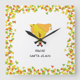 Relógio Quadrado Papai noel do Nacho com microplaquetas