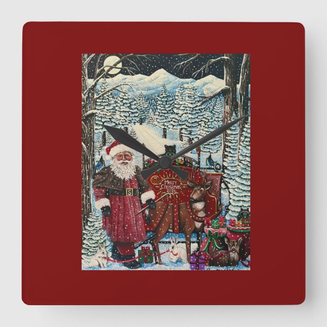 Relógio Quadrado Papai Noel está Pronto  (Frente)