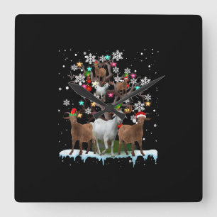 Relógio Quadrado Papais noeis de Natal em Árvore Goat Lover's