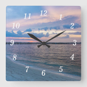 Relógio Quadrado Papais noeis Navares Rosa Sunset Wall Clock