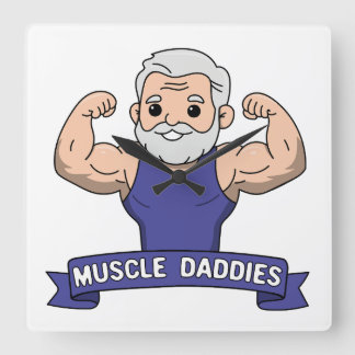 Relógio Quadrado Papaizão Musculoso Fofo Kawaii Barbudo