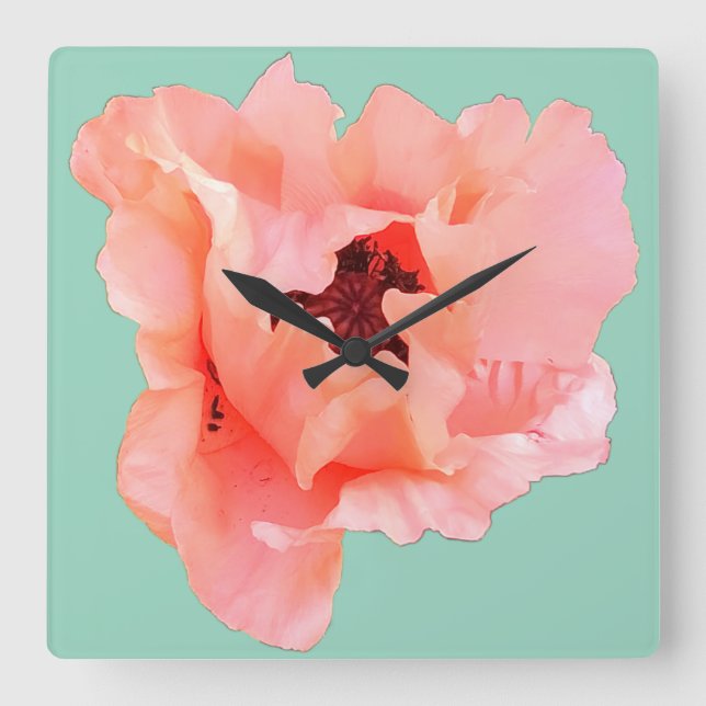 Relógio Quadrado papoila solteiro (Frente)