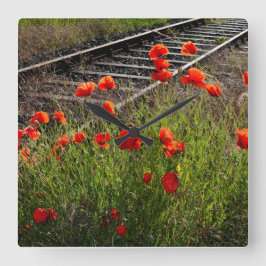 Relógio Quadrado Papoula selvagem