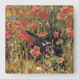 Relógio Quadrado Papoulas por Robert Vonnoh, Impressionismo Vintage