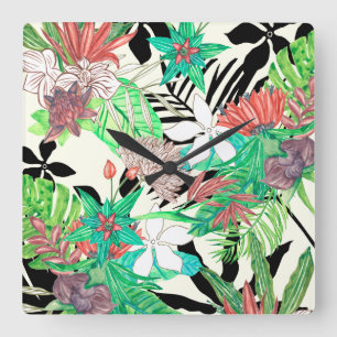 Relógio Quadrado Paraíso Floral II