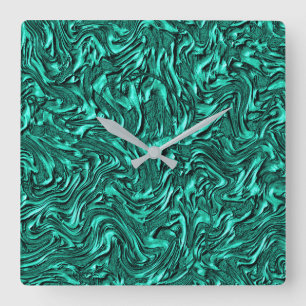 Relógio Quadrado Parece jade verde texturizado de parede