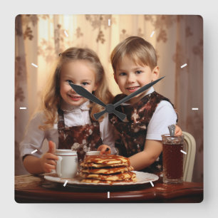 Relógio Quadrado Parede Personalizada com Foto Moderna Personalizad