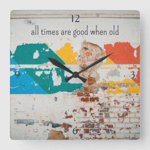 Relógio Quadrado Parede pintada antiga com grafite