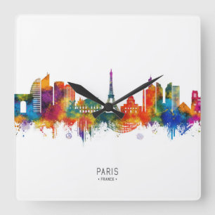 Relógio Quadrado Paris França Skyline