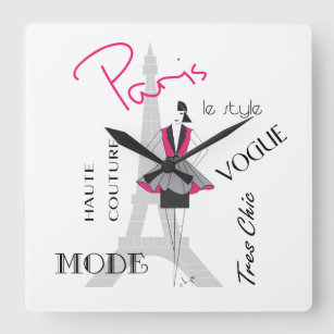 Relógio Quadrado Paris Haute Couture, Moda, Torre Eiffel