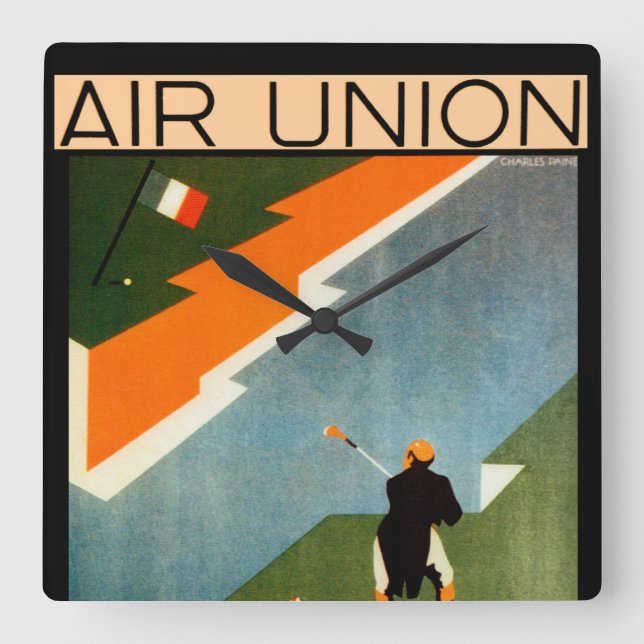 Relógio Quadrado Paris - Londres - Paris por Air (Frente)