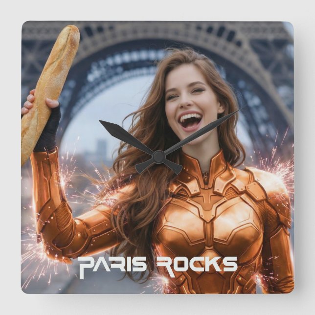 RELÓGIO QUADRADO PARIS ROCKS (Frente)