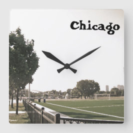 Relógio Quadrado Parque de Chicago em Pinceladas de Tinta