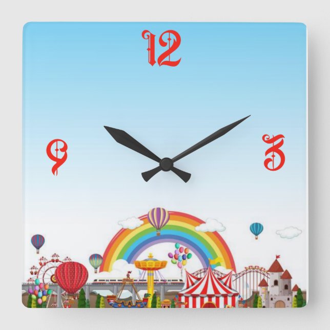 Relógio Quadrado Parque de diversão (Frente)