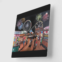 Parque de Diversões à Noite Pintura de Alfred Fox