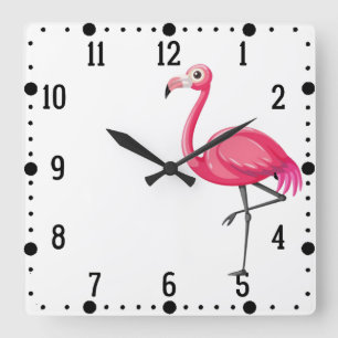 Relógio Quadrado Pássaro Flamingo rosa-89686