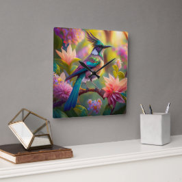 Relógio Quadrado Pássaro Verde de Jay Fantasy