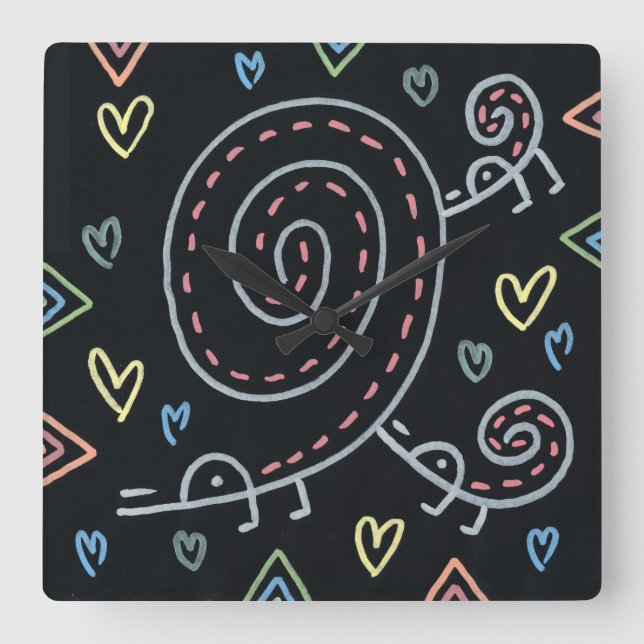 Relógio Quadrado Pássaros felizes felizes (Frente)