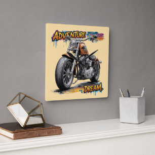 Relógio Quadrado Passeio dos Sonhos de Aventura – Moto Chopper Vint