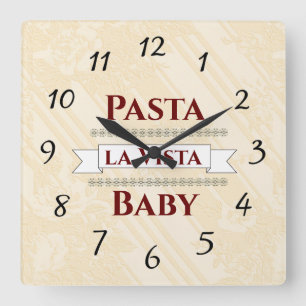 Relógio Quadrado Pasta la Vista Baby Wall Clock