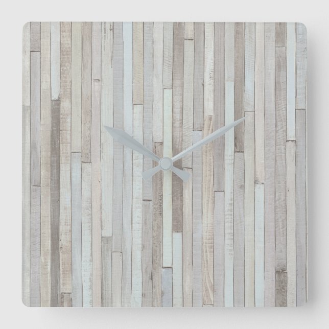 RELÓGIO QUADRADO PASTEL BEACH WOOD CLOCK (Frente)