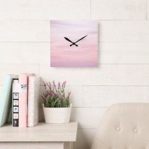 Relógio Quadrado Pastel Caribe Sunset Sky 1 #natureza #arte