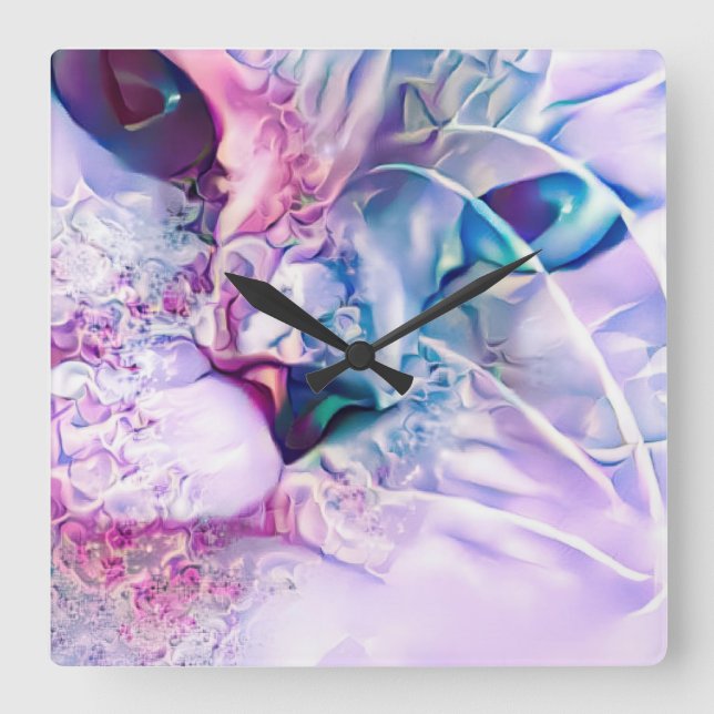 Relógio Quadrado Pastel Cat Dreamscape (Frente)