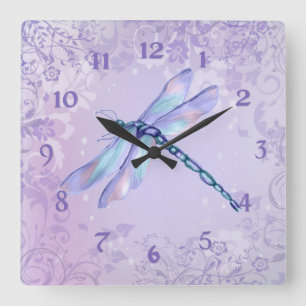 Relógio Quadrado Pastel Dragonfly