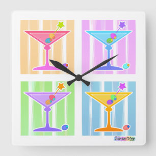 RELÓGIO QUADRADO PASTEL POP ART MARTINIS