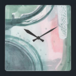 Relógio Quadrado Pastel Scribe - Aquarela<br><div class="desc">Pastel Scribe III por Grace Popp. Apresenta formas de fechamento em um estilo semelhante a aquarela. Composto por cores variadas.</div>