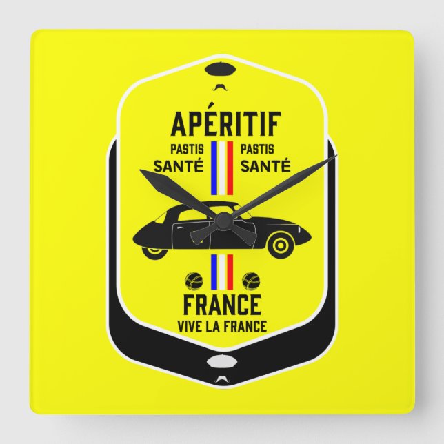 Relógio Quadrado Pastis de Marselha França (Frente)