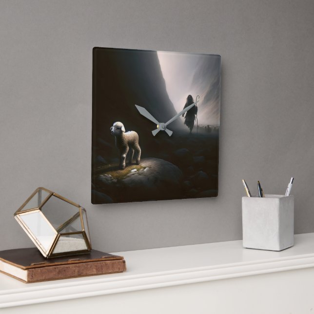 Relógio Quadrado Pastor encontrando uma lâmpada perdida (Escritório)