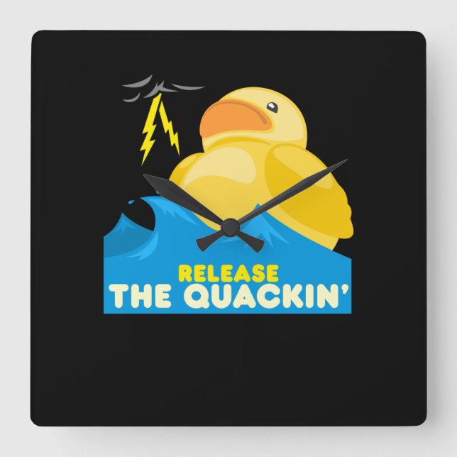 Relógio Quadrado Pato de borracha (Frente)