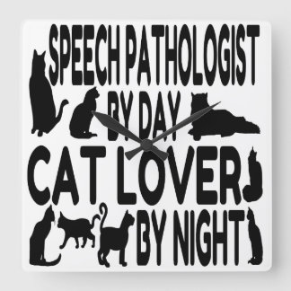 Relógio Quadrado Patologista de discurso do amante do gato