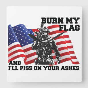 Relógio Quadrado Patriota Americano 