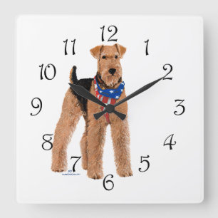 Relógio Quadrado Patriotic Airedale Terrier