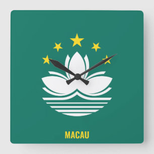 Relógio Quadrado Patriótico da Bandeira de Macau