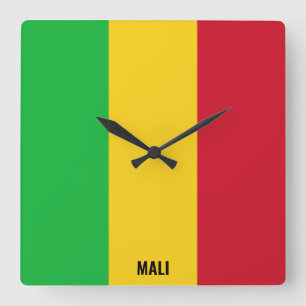 Relógio Quadrado Patriótico de Bandeira do Mali