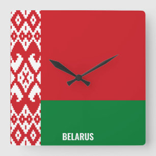 Relógio Quadrado Patriótico de Bandeira Nacional da Bielorrússia
