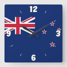 Relógio Quadrado Patriótico de Bandeira Nacional da Nova Zelândia