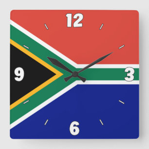 Relógio Quadrado Patriótico do Bandeira da África do Sul