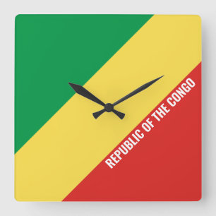 Relógio Quadrado Patriótico do Bandeira do Congo
