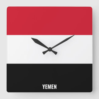 Relógio Quadrado Patriótico do Yemen Flag Dazzling
