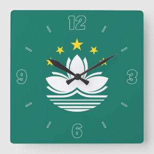 Relógio Quadrado Patriótico dos Números Brancos Amarelos Verdes d