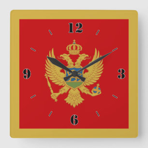 Relógio Quadrado Patriótico Nacional da Bandeira do Montenegro