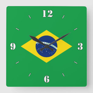 Relógio Quadrado Patriótico Nacional do Brasil