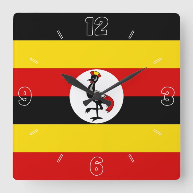 Relógio Quadrado Patriótico Nacional do Uganda (Frente)